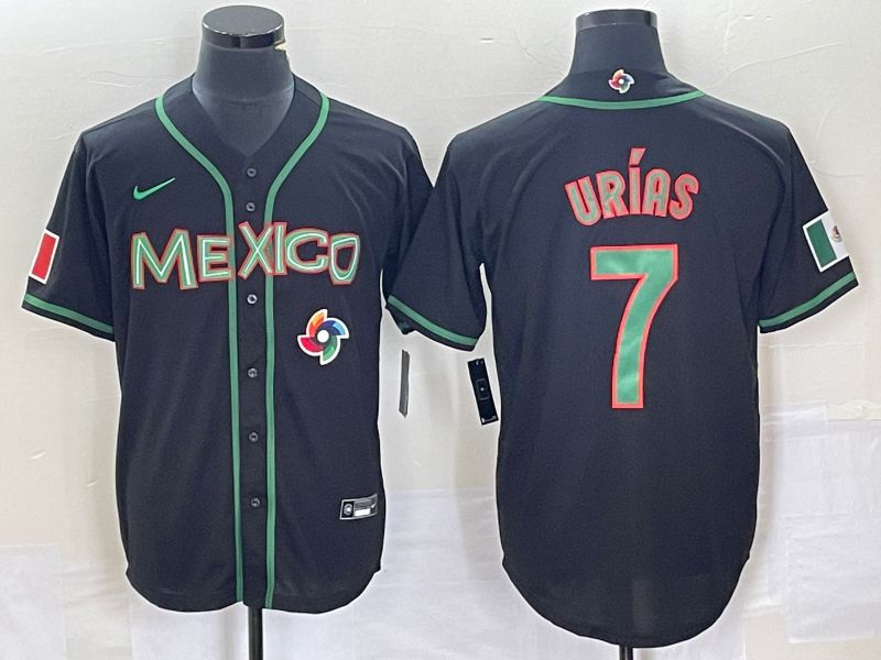 Men 2023 World Cub Mexico #7 Urias Black green Nike MLB Jersey13